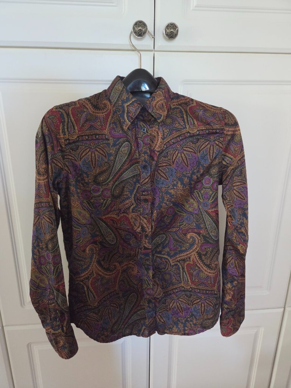 Lauren Ralph Lauren‎ Women's Small Paisley Shirt Button Down 100% Cotton